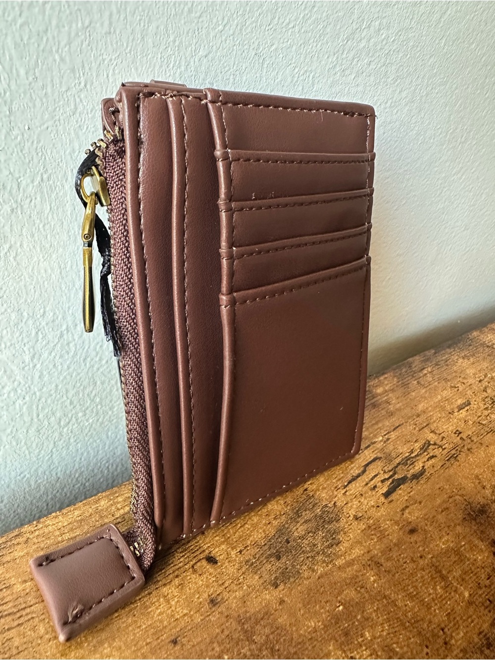 House of Harlow 1960 Burgundy Brown Faux Leather Card Holder Wallet Wristlet NWT - Picture 5 of 6